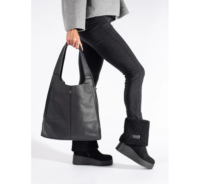 Moderné čierne dámske členkové topánky na klin