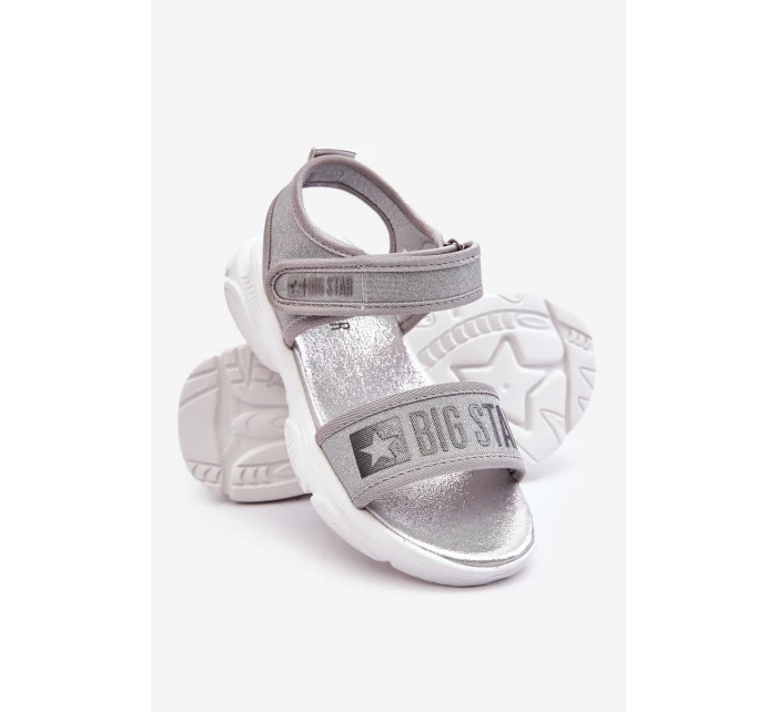 Dziecięce Sandałki Na Rzep Big Star LL374194 Srebrne