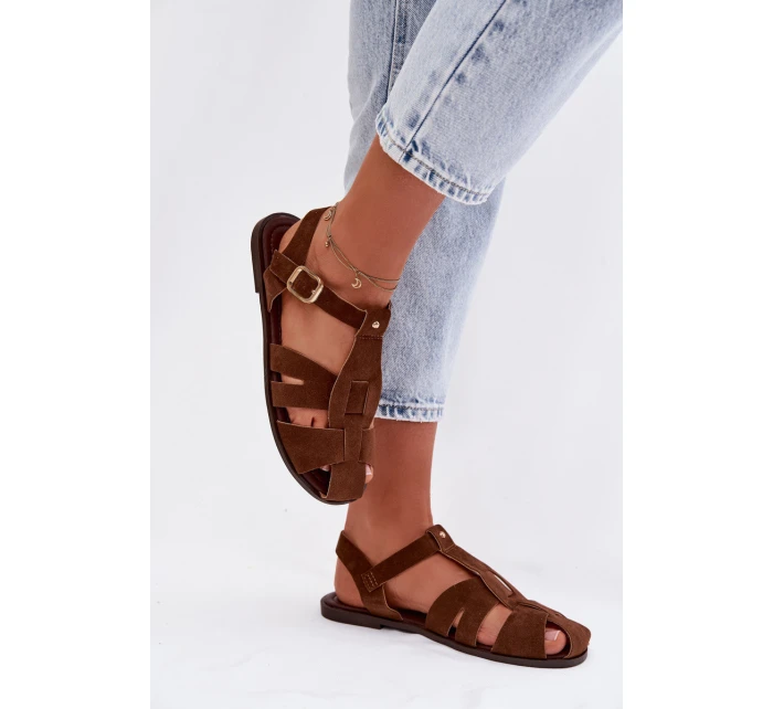 Dámské sandály Ploché Hnědé model 21960883 - Boto