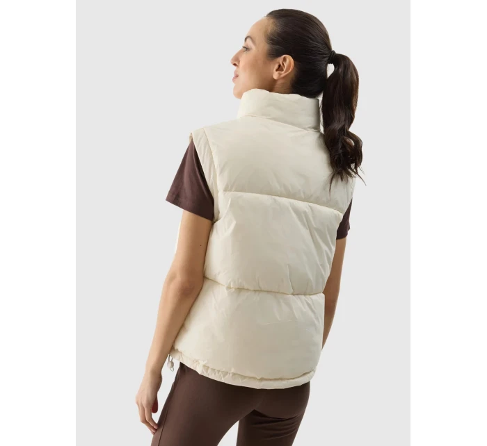 Dámská péřová vesta s výplní ze model 20437802 peří béžová - 4F Dámská péřová vesta s výplní ze model 20437802 peří béžová - 4F