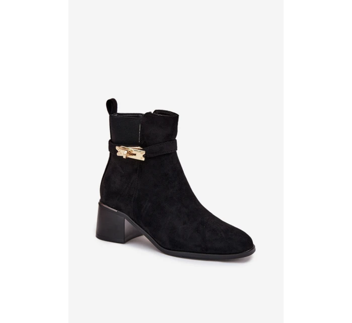 Dámske členkové topánky Sarona so zlatým zdobením - čierne Dámske členkové topánky Sarona so zlatým zdobením - čierne