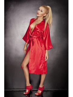 Dlhý saténový župan 115 červená - DKaren