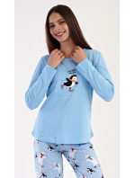 Dámske dlhé pyžamo Penguin on ice blue - Vienetta