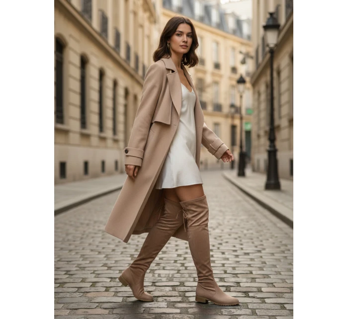 Dámské semišové béžové kozačky Dstreet model 21995706 - FashionStreet Dámské semišové béžové kozačky Dstreet model 21995706 - FashionStreet