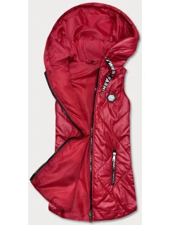 Červená dámska vesta s kapucňou (B0129-4)