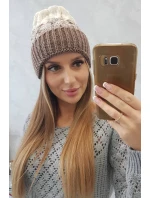 Dámska čiapka Samara K346 cappuccino+ecru