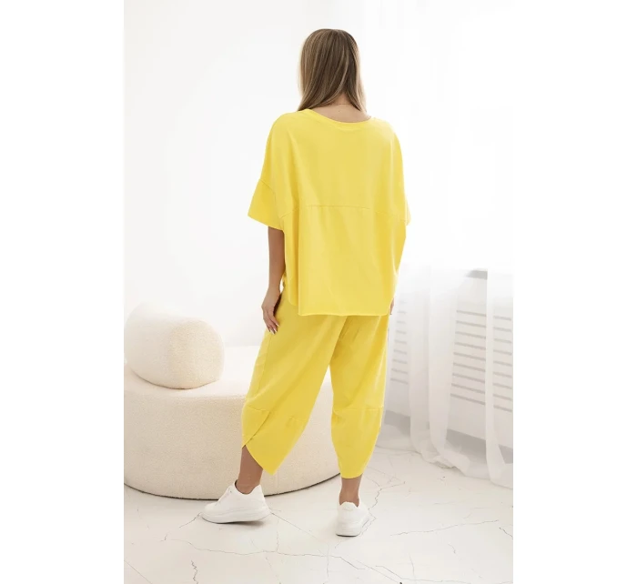 Bavlněný komplet halenka + kalhoty žlutý Bavlněný komplet halenka + kalhoty žlutý