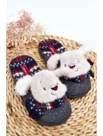 Dziecięce Kapcie Na Grubej Podeszwie z Misiem Szare Dasca Dziecięce Kapcie Na Grubej Podeszwie z Misiem Szare Dasca