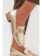 Kožené dámské mokasiny s ozdobným detailem model 22031810 zlaté - D&A