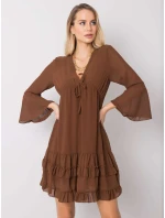 Sukienka DHJ SK model 20473535 brązowy - FPrice Sukienka DHJ SK model 20473535 brązowy - FPrice