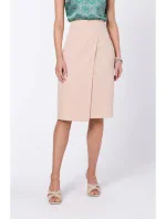 S343 Sukňa áčkového strihu so zavinovacími detailmi - béžová