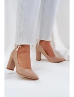 Dámske semišové lodičky na podpätku Florena - tmavobéžové Dámske semišové lodičky na podpätku Florena - tmavobéžové