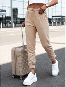Dámske svetlé broskyňové velúrové tepláky FashionStreet UY2840