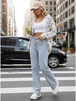 Dámske džínsy so širokými nohavicami svetlomodré FashionStreet UY2952