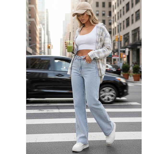 Dámske džínsy so širokými nohavicami svetlomodré FashionStreet UY2952