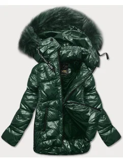 Dámska maľovaná prešívaná bunda Dark Green (7697)