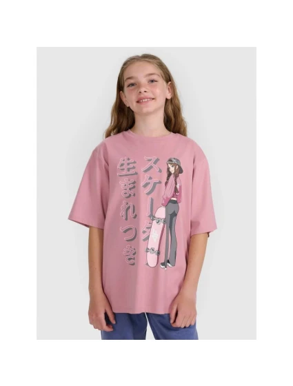 Dievčenské tričko oversize s potlačou 4F 4FJRAW25TTSHF2936-54S Dievčenské tričko oversize s potlačou 4F 4FJRAW25TTSHF2936-54S