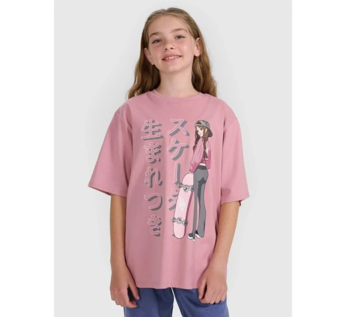 Dievčenské tričko oversize s potlačou 4F 4FJRAW25TTSHF2936-54S Dievčenské tričko oversize s potlačou 4F 4FJRAW25TTSHF2936-54S