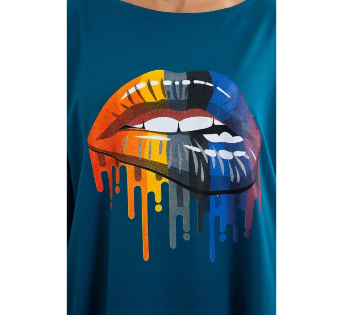 Oversize blúzka s potlačou dúhových pier marine Oversize blúzka s potlačou dúhových pier marine