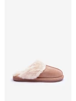Damskie Papcie Klapki z Futerkiem Beżowe Pinky