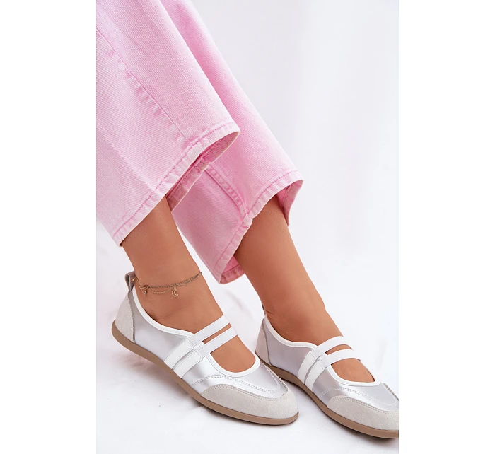 Sportové baleríny s elastickými pásky stříbrné Donatella Sportové baleríny s elastickými pásky stříbrné Donatella