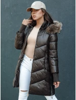 Dámská prošívaná zimní bunda z umělé kožešiny s kapucí hnědá Dstreet model 21979679 - FashionStreet