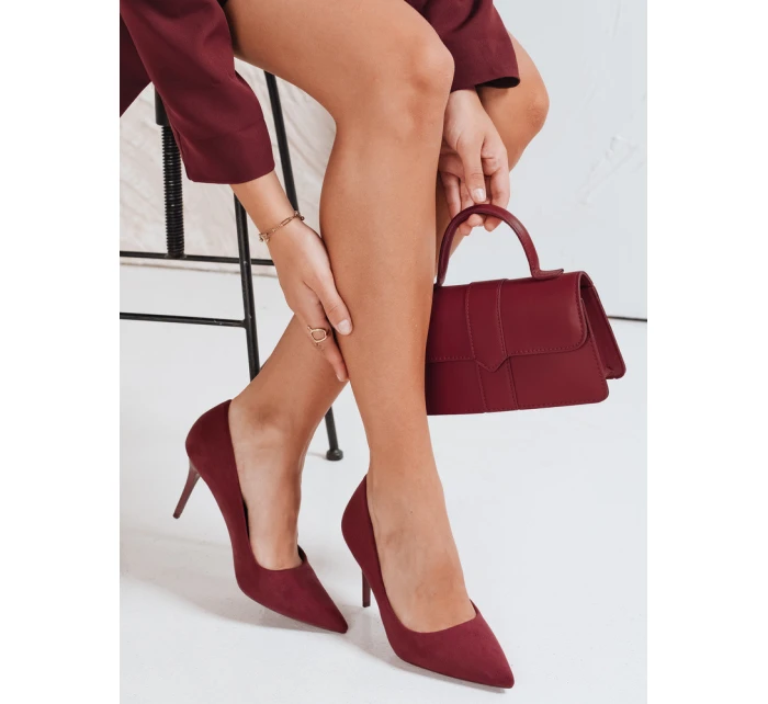 Dámské vínové semišové boty Dstreet model 21992193 - FashionStreet
