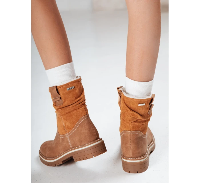 Dámské semišové velbloudí kozačky Dstreet model 21994426 - FashionStreet