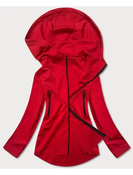 Červená mikina s asymetrickou spodní částí model 17059076 - J.STYLE Červená mikina s asymetrickou spodní částí model 17059076 - J.STYLE