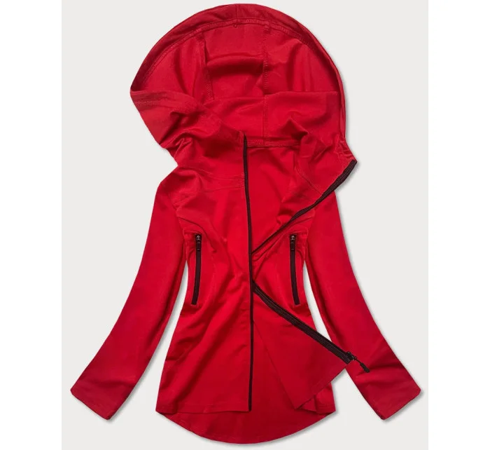 Červená mikina s asymetrickou spodní částí model 17059076 - J.STYLE Červená mikina s asymetrickou spodní částí model 17059076 - J.STYLE