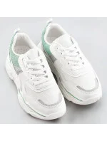 Bielo-mätové dámske sneakersy s brokátovými vsadkami (LU-2)