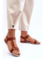 Płaskie Damskie Sandały Na Rzep Camel Lissa Płaskie Damskie Sandały Na Rzep Camel Lissa