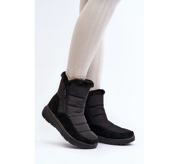 Dámské zimní boty s kožešinou černé model 21644820 - Boto Dámské zimní boty s kožešinou černé model 21644820 - Boto