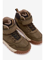 Dětské turistické boty na suchý zip tmavě zelené model 21744855 - Boto Dětské turistické boty na suchý zip tmavě zelené model 21744855 - Boto