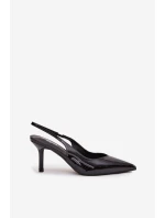 Lakované lodičky na jehlovém podpatku Černé Phelia