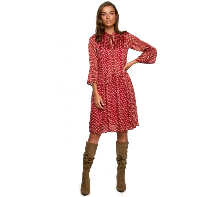 S237 Šifónové šaty so zaväzovaním za krkom - model 2