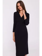 model 20502996 Květinové tužkové šaty černé - STYLOVE