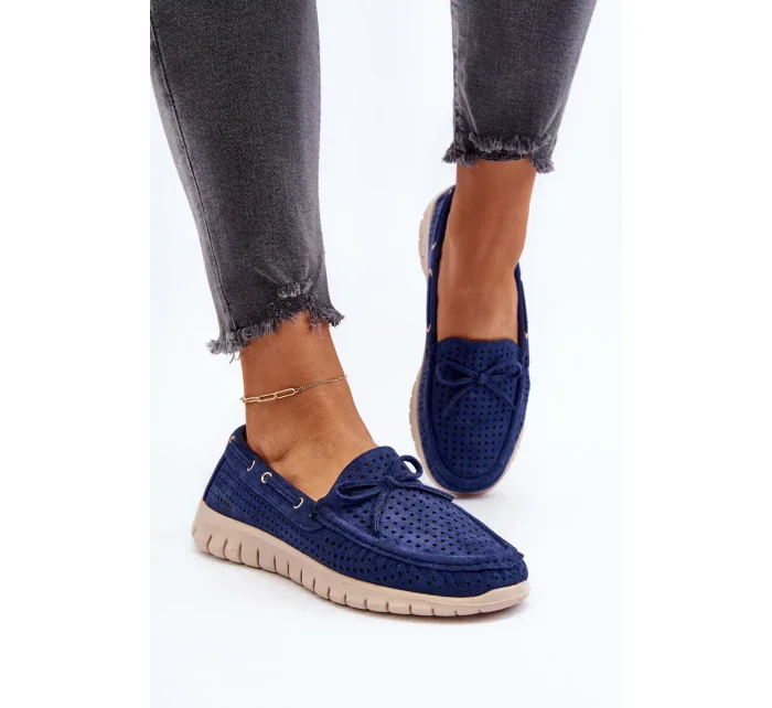 Dámské mokasíny s mašlí, tmavě modrá Reece