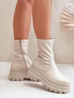 Členkové topánky na masívnej platforme svetlo béžové Florinara