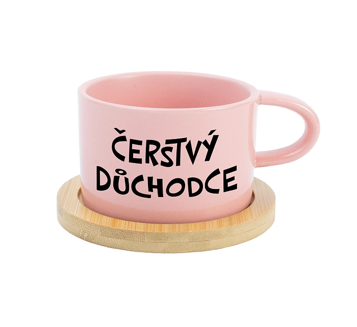 ČERSTVÝ DŮCHODCE - růžový hrníček makronka 200 ml