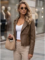 Dámská kožená bunda ve stylu Ramones, hnědá, FashionStreet TY5711 Dámská kožená bunda ve stylu Ramones, hnědá, FashionStreet TY5711