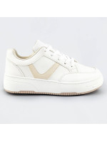 Bielo-béžové dámske športové šnurovacie topánky (S070)