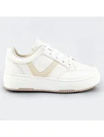 Bielo-béžové dámske športové šnurovacie topánky (S070)