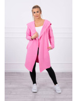 Dlhý kabát s kapucňou svetlo ružový