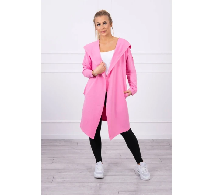 Dlhý kabát s kapucňou svetlo ružový Dlhý kabát s kapucňou svetlo ružový