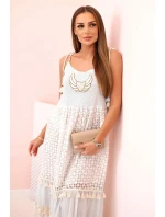 Dámske boho šaty s ramienkami modré