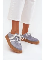 Zamszowe Sneakersy Damskie Na Platformie Niebieskie Marisae