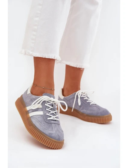 Semišové dámské sneakersy na platformě modré model 21703442 - Boto