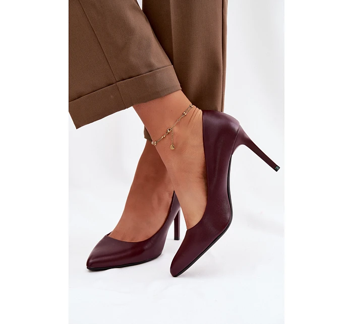 Eko Kožené Podpatky model 22069586 Bordó - SERGIO LEONE Eko Kožené Podpatky model 22069586 Bordó - SERGIO LEONE