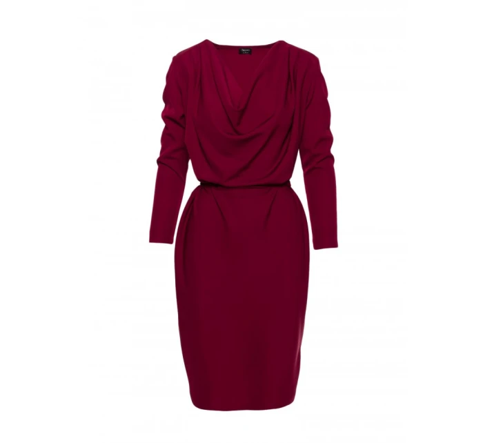 model 21470780 Šaty s výstřihem bordó - STYLOVE model 21470780 Šaty s výstřihem bordó - STYLOVE